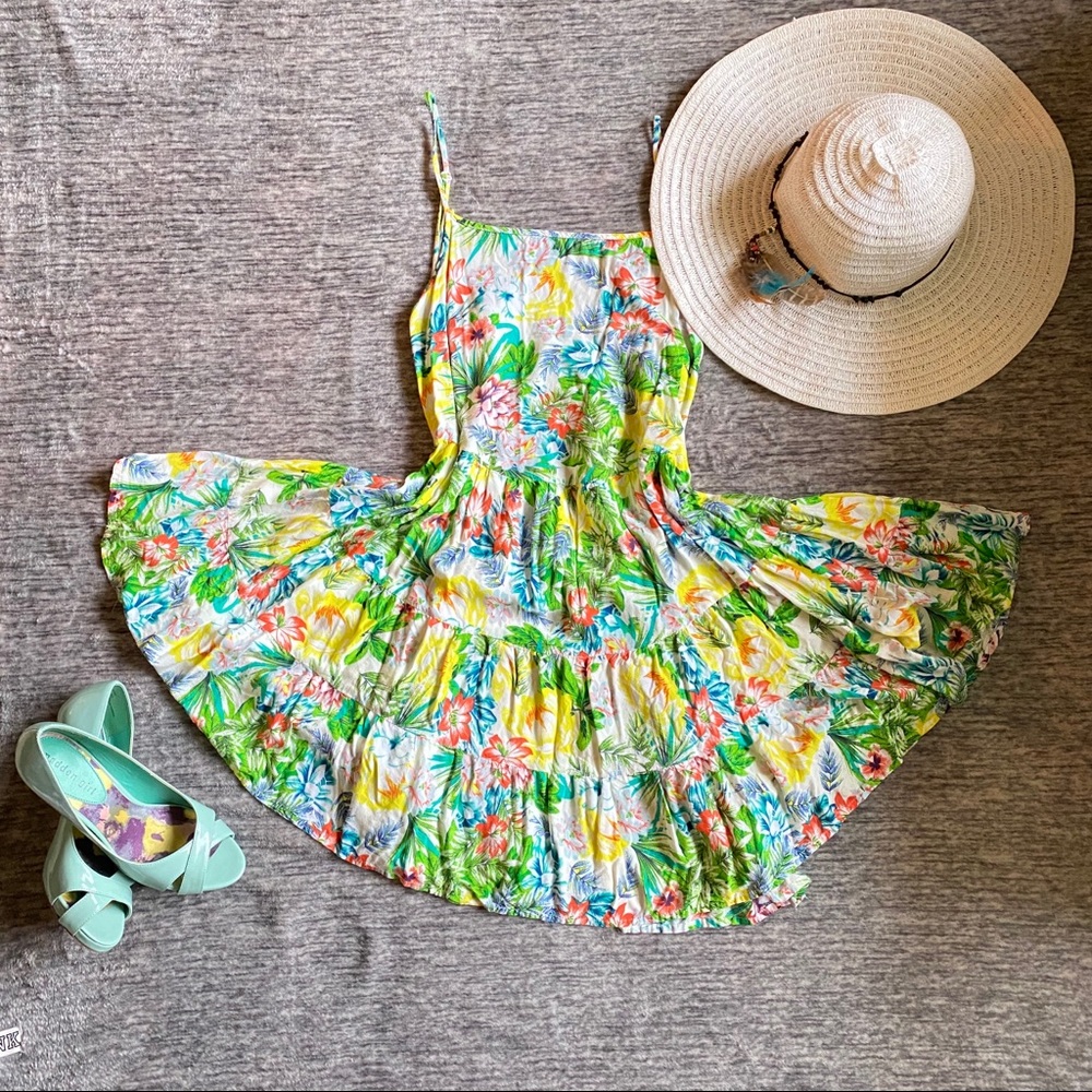 Hawaiian Print Boho Flowy Sundress